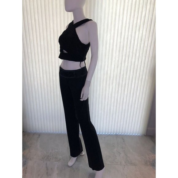 NWT Marciano Women's Suit Set 2 Pieces Black Lace Pants High Waist 2 Crop Top 8 - Picture 9 of 12